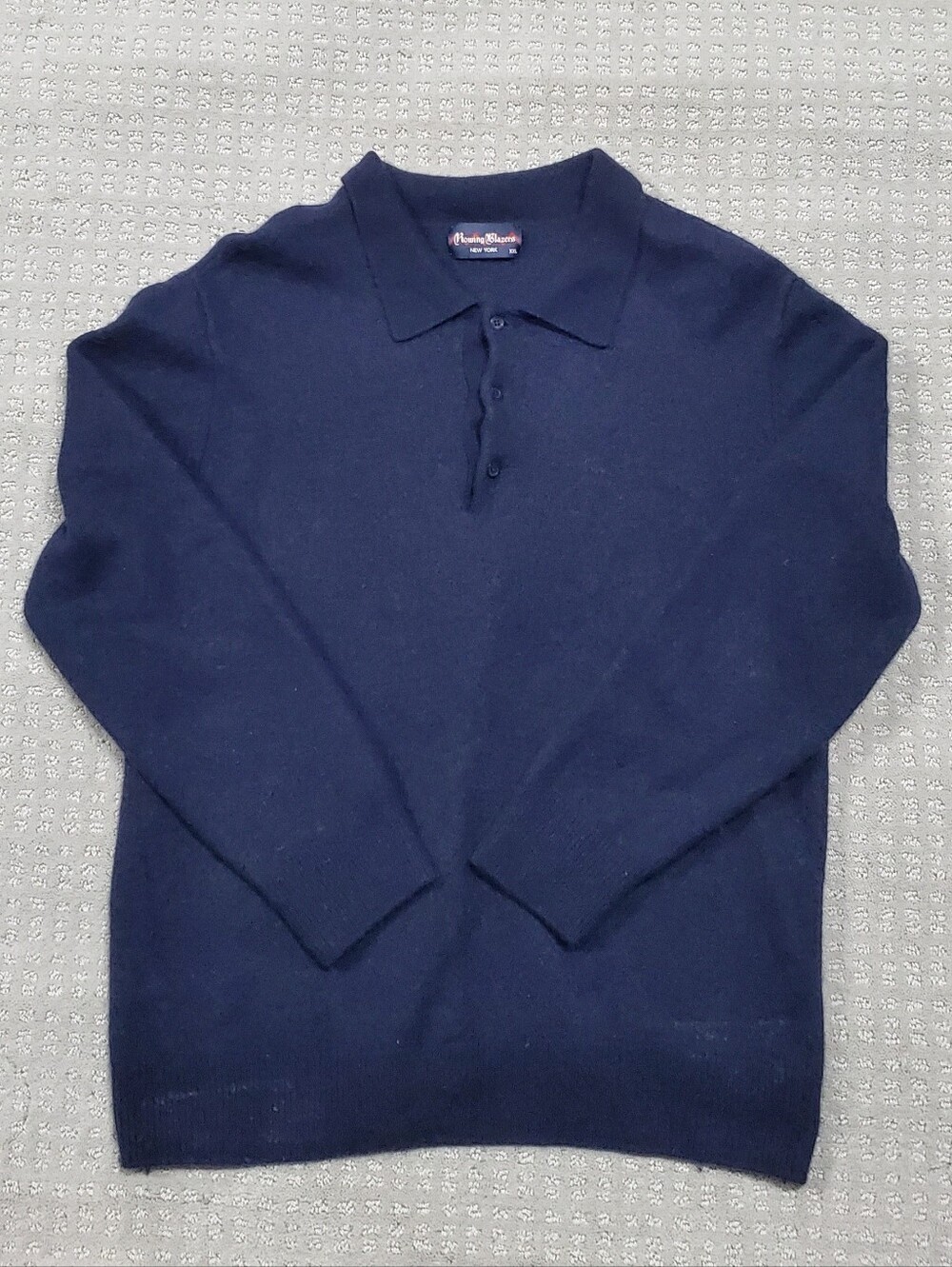 Rowing Blazers Wool/Cashmere Long Sleeve Sweater Polo Navy Blue Men Size XXL